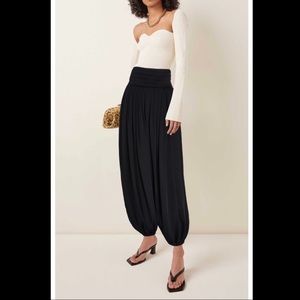 KHAITE The Rosie High-Waisted Black Satin Pant